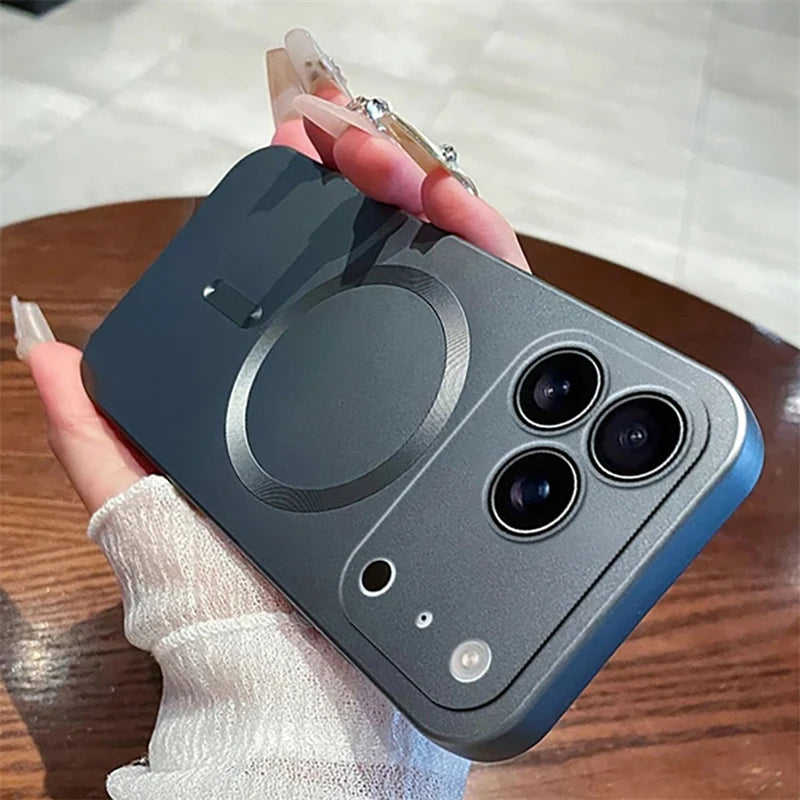 For Magsafe Lens Protection Matte Antiskid Phone Cases For iPhone 17 16 15 14 13 12 11 Pro Max 16e Plus Air Case Magnetic Cover