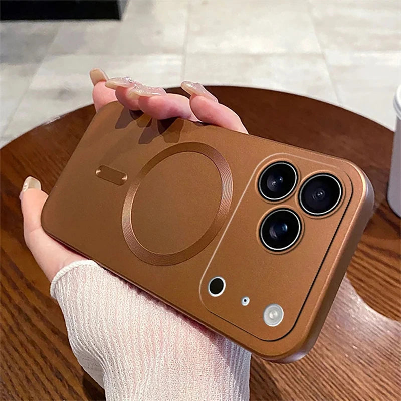 For Magsafe Lens Protection Matte Antiskid Phone Cases For iPhone 17 16 15 14 13 12 11 Pro Max 16e Plus Air Case Magnetic Cover